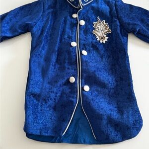 India Boutique Blue Kids Jacket with White Accents
